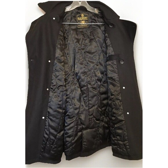 NEW RARE Element Wolfeboro Collection Double Breasted Wool Pea Coat Black Sz L - Picture 7 of 15